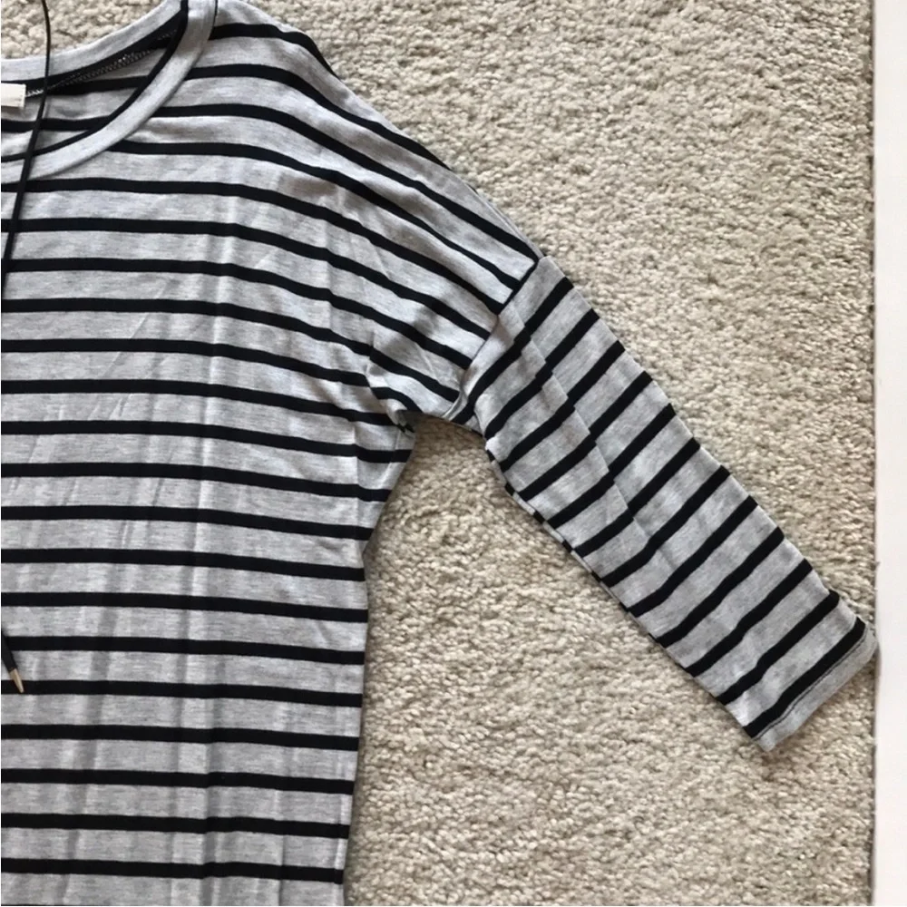 Black & Grey Striped Tunic/T Shirt Dress - Picture 3 of 5